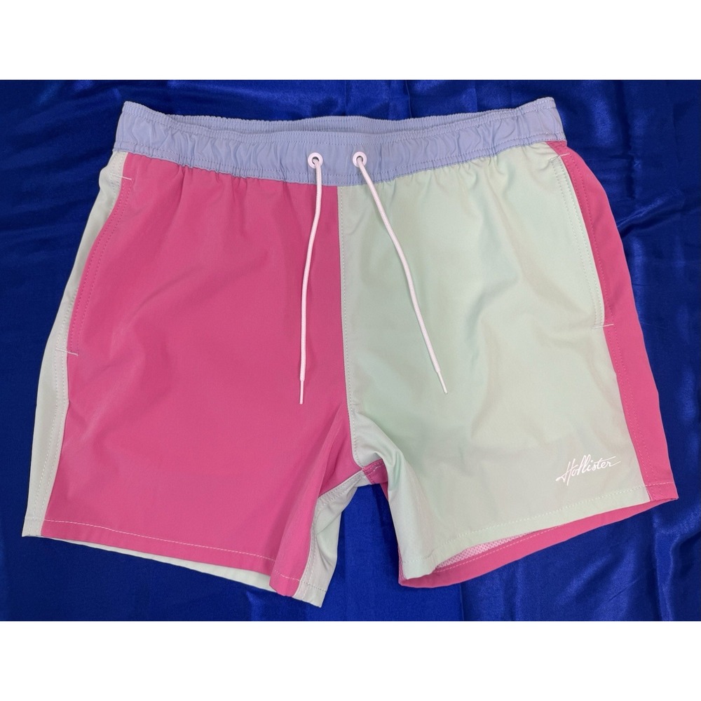 Hollister Men's 5" Advanced Stretch Colorblock Swim Trunks Board Shorts Medium